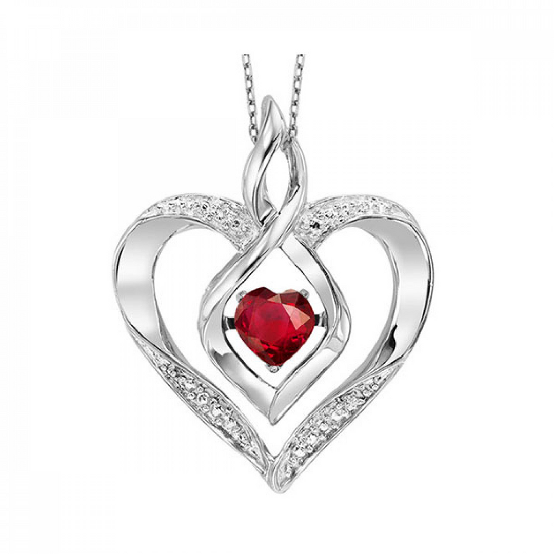 Sterling Silver Garnet Rhythym of Love Pendant Necklace