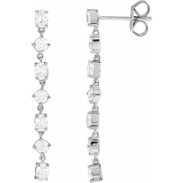 14K White Gold 1.20 CTW Lab Grown Shaped Diamond Dangle Earrings