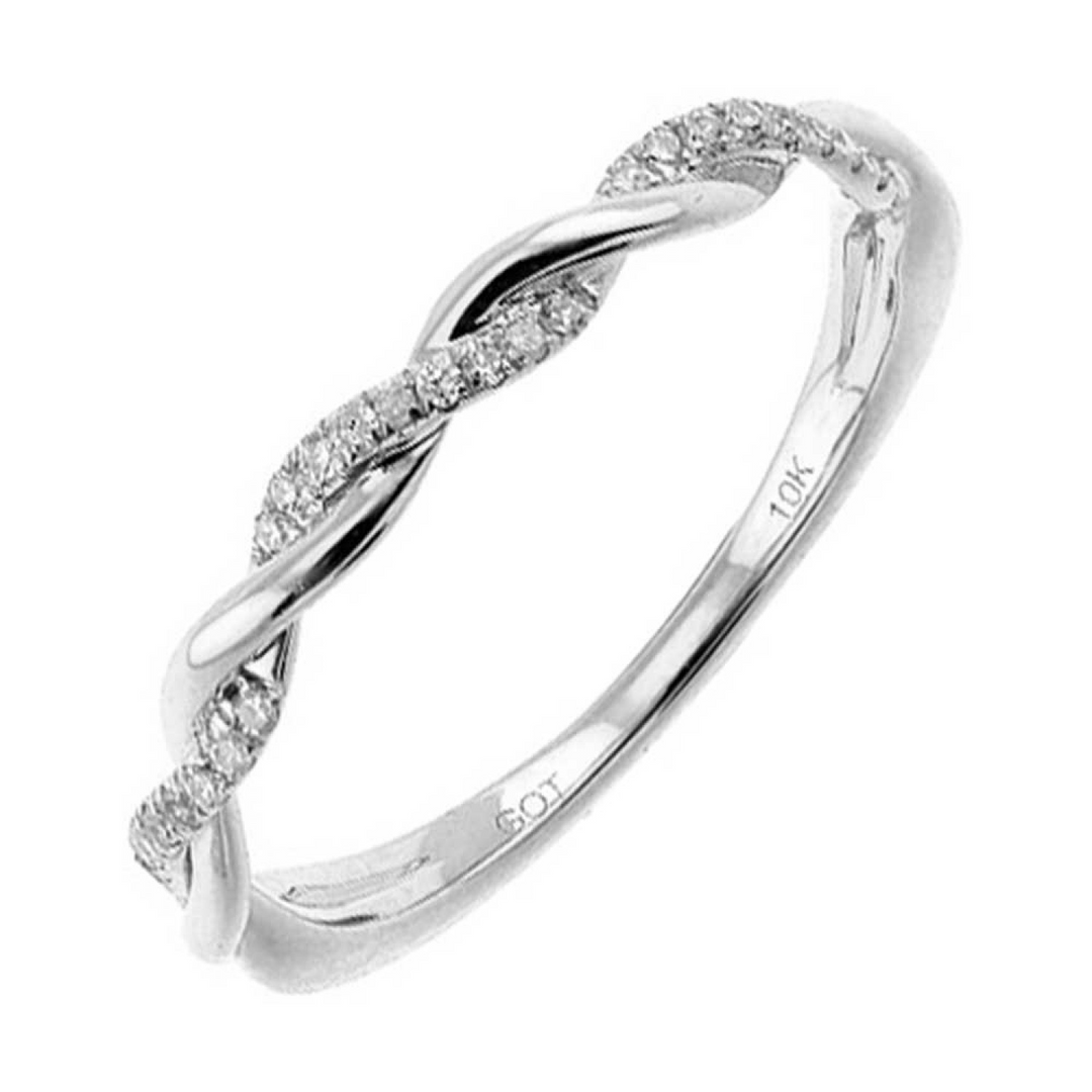 10K White Gold 0.05CTW Natural Diamond Wedding Band