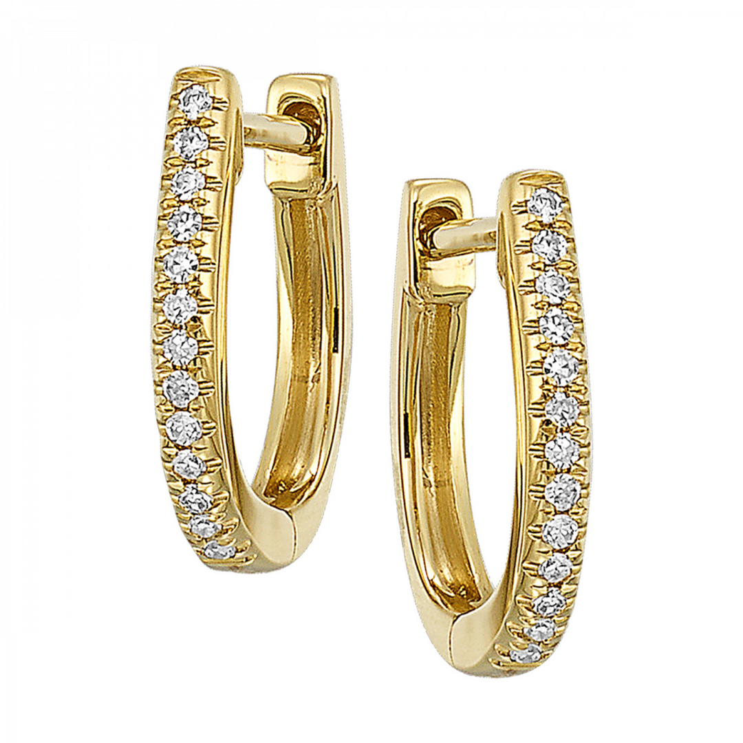 14K Yellow Gold 0.05 CTW Natural Diamond Diamond Hoop Earrings