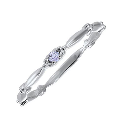 10K White Gold Natural Alexandrite Stackable Ring