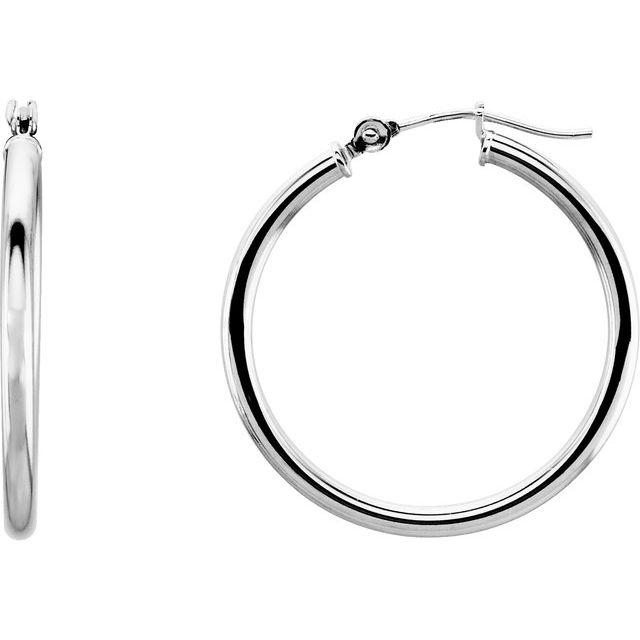 14K White Lightweight Gold Hoop Earrings