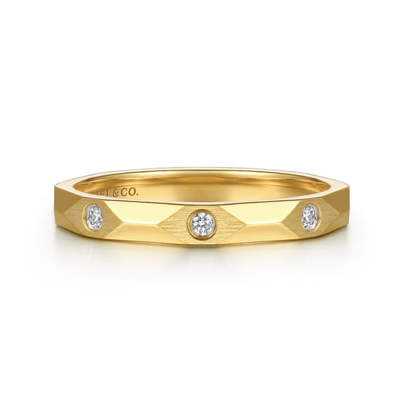 14K Yellow Gold Diamond Cut Stackable Ring – S.E. Needham Jewelers
