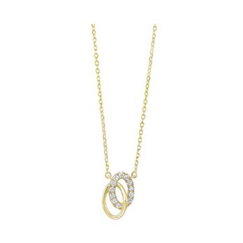 14K Yellow Gold 0.08CTW. Natural Diamond Circle Pendant Necklace