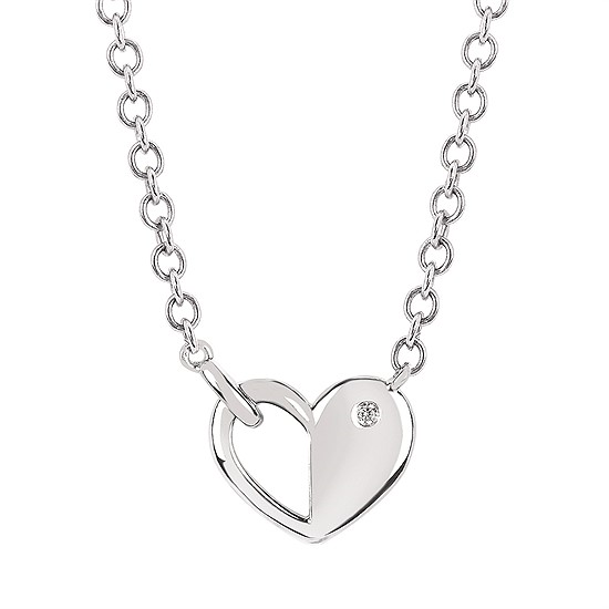 Sterling Silver .01CTW. Natural Diamond Heart Pendant Necklace