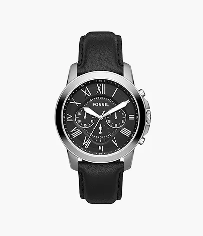 Fossil Watch: Grant Chronograph Black Leather Watch FS4812 – S.E.
