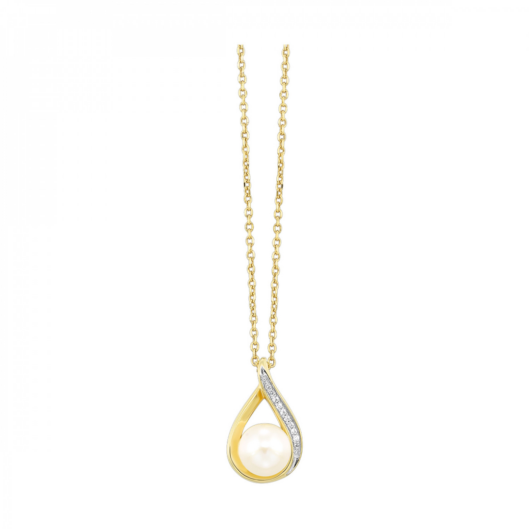14K Yellow Gold Pearl Drop Necklace