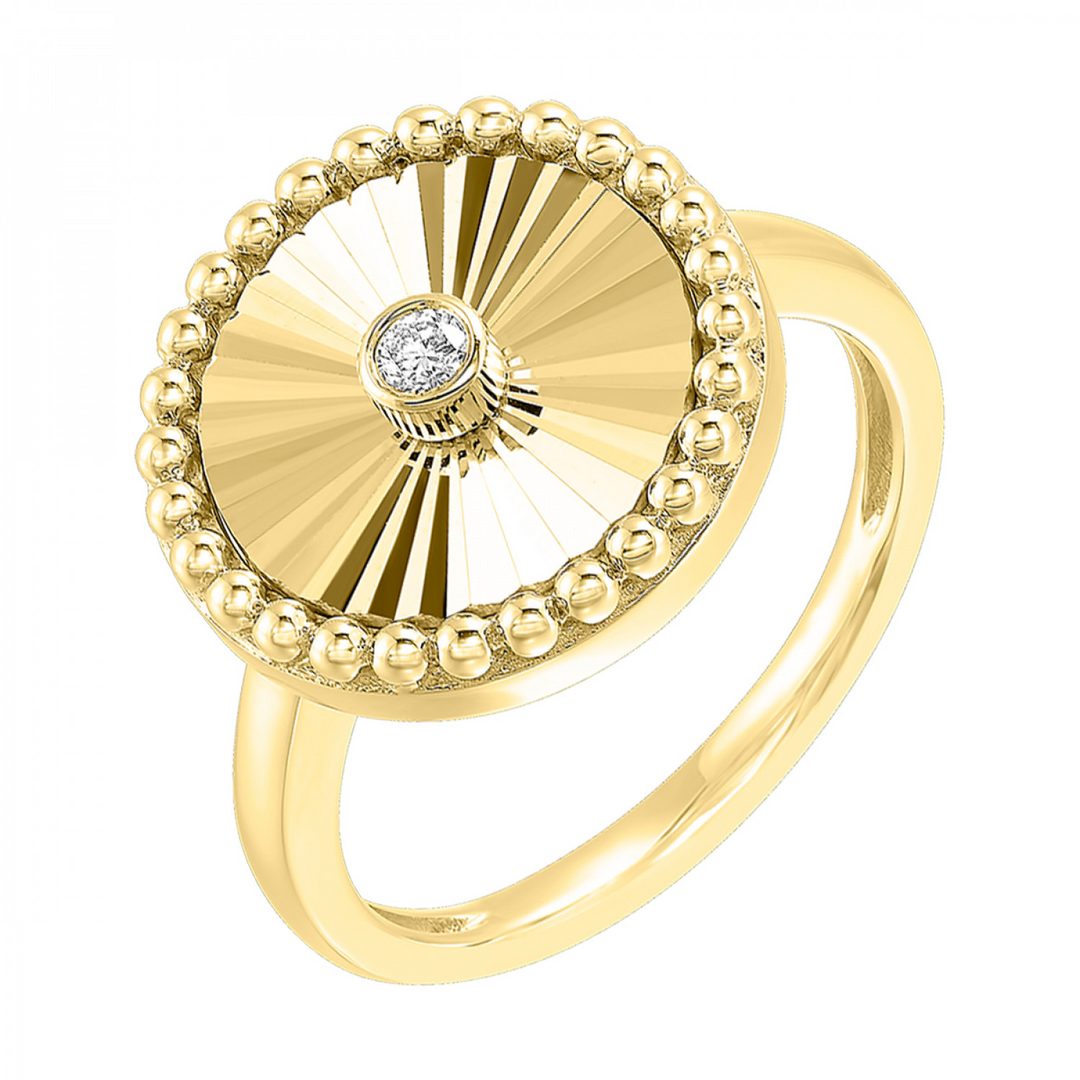 10K Yellow Gold 0.50CTW Natural Diamond Signet Ring