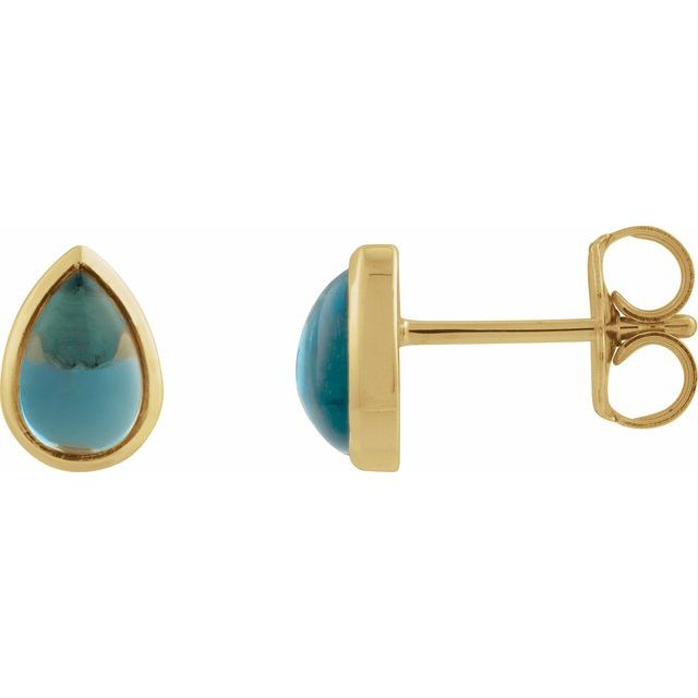 14K Yellow Gold Natural Topaz Fashion Cabochon Earrings