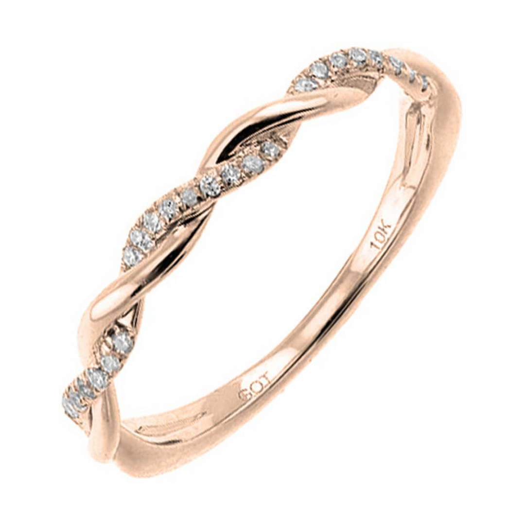 10K Rose Gold 0.05CTW Natural Diamond Wedding Band