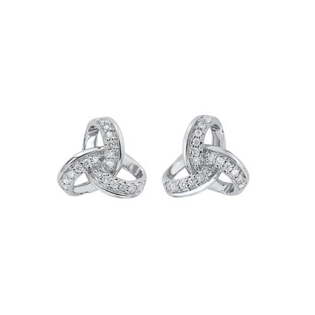 10K White Gold 0.10 CTW Natural Diamond Knot Stud Earrings
