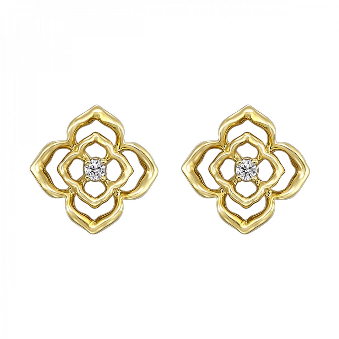 14K Yellow Gold 0.02 CTW Natural Diamond Fashion Stud Earrings