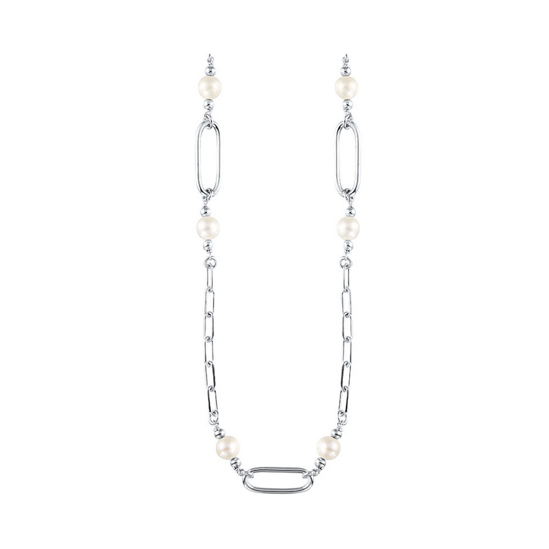 Sterling Silver Cultured Pearl Station Pendant Necklace