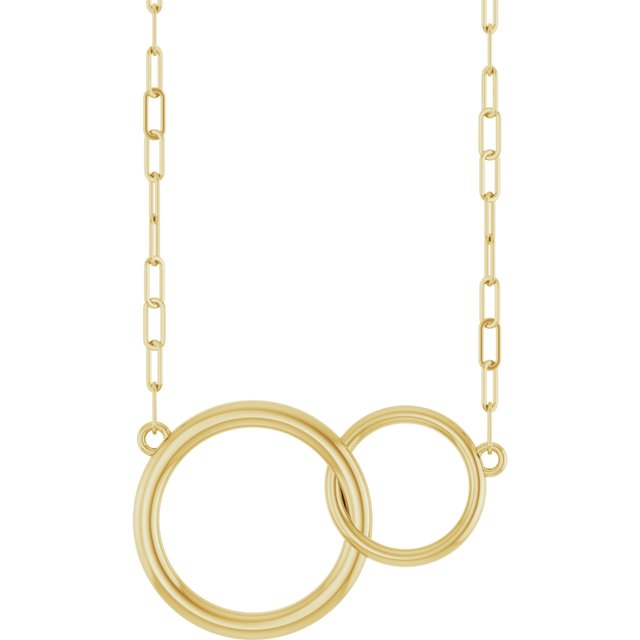 Unbreakable - 14K Yellow Gold Interlocked Double Circle Pendant Necklace