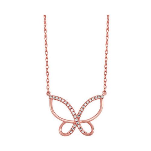 14K Rose Gold 0.10CTW. Natural Diamond Themed Pendant Necklace
