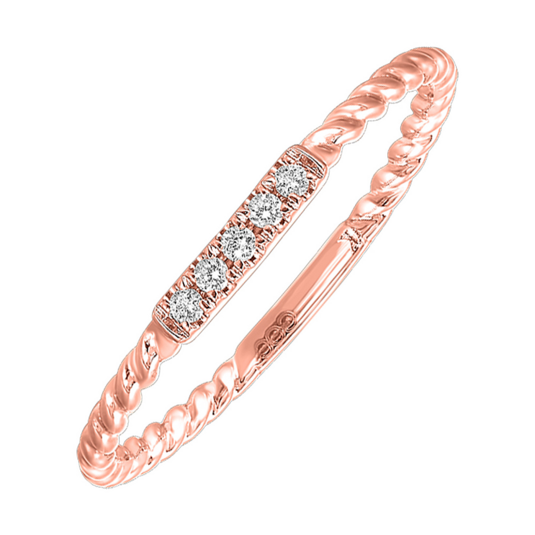 10K Rose Gold 0.05CTW Natural Diamond Stackable Ring