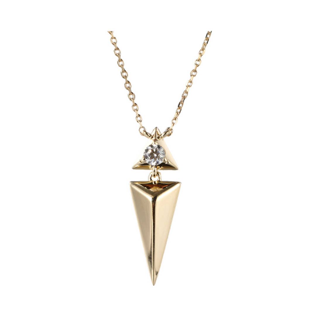14K Yellow Gold 0.08CTW. Natural Diamond Statement Pendant Necklace