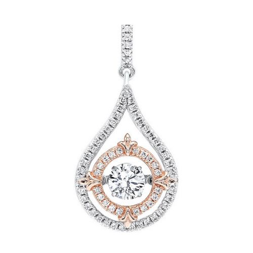 Sterling Silver Diamond and Cubic Zirconia Rhythym of Love Pendant Necklace