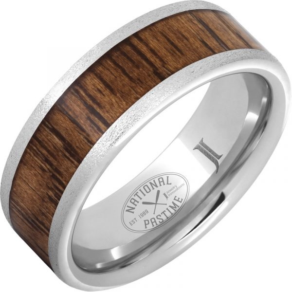 Serinium Hickory Wood Inlay Standard Fit 8mm Wedding Band
