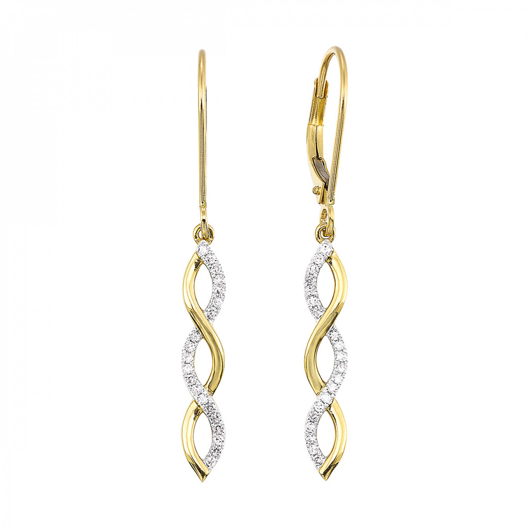 14K Yellow Gold 0.14 CTW Natural Diamond Dangle Earrings