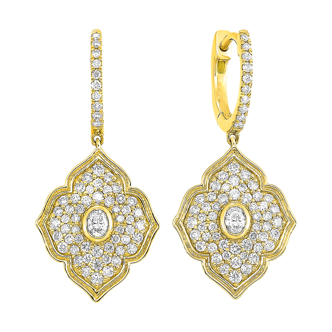 14K Yellow Gold Diamond 1Ctw Earring