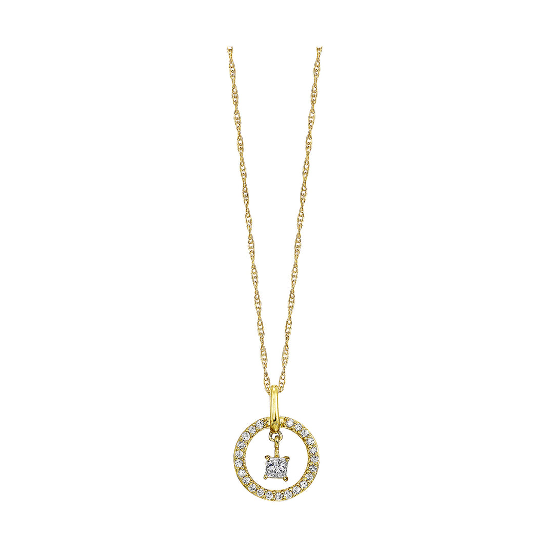 10K Yellow Gold Diamond 1/5Ctw Pendant