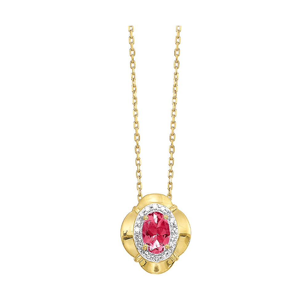 10Kt Yellow Gold Diamond 1/20Ctw & Ruby 1/2Ctw Pendant