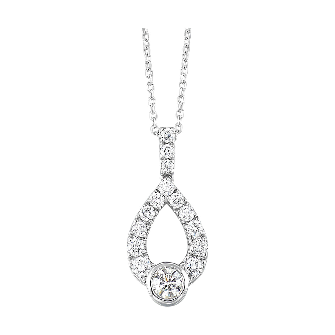 14K White Gold Diamond 1Ctw Pendant