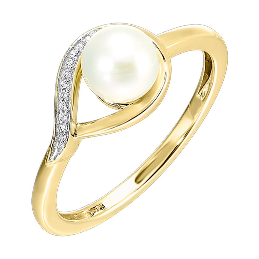 14KtYellow Gold Diamond 1/50Ctw & Pearl 1 1/2Ctw Ring