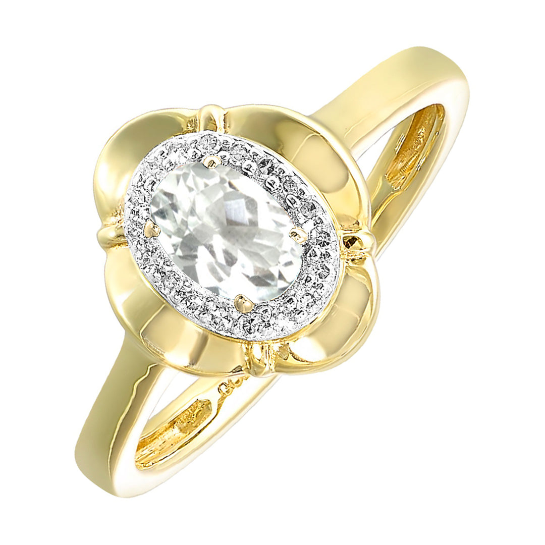 10Kt Yellow Gold Diamond 1/20Ctw & White Topaz 5/8Ctw Ring
