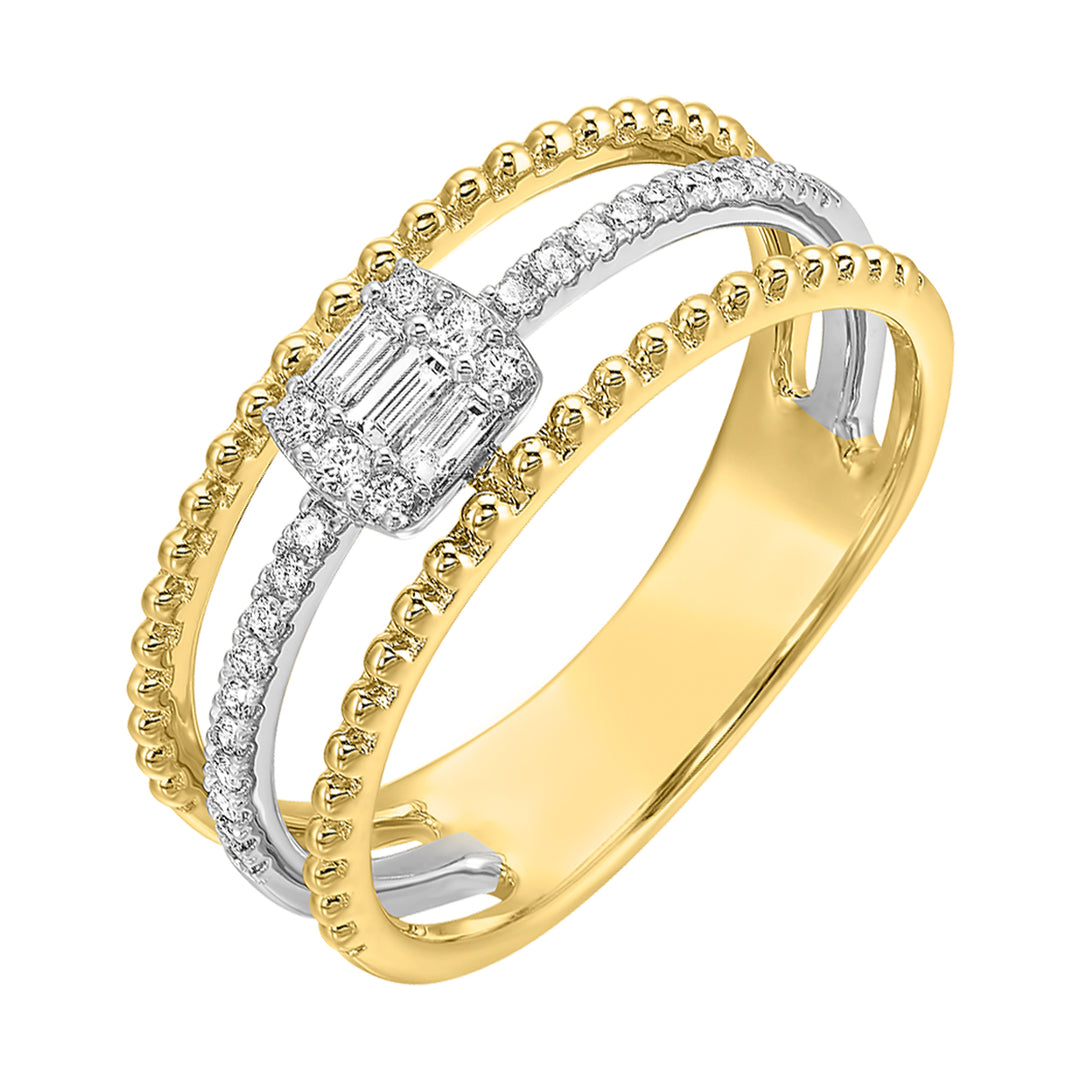 10K White Yellow Gold Diamond 1/5Ctw Ring