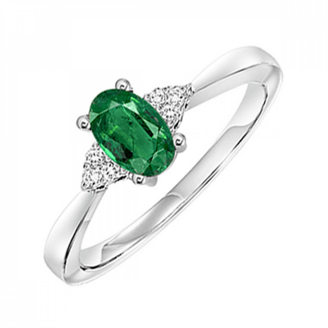 10K White Gold Lab Grown Emerald Cocktail Ring