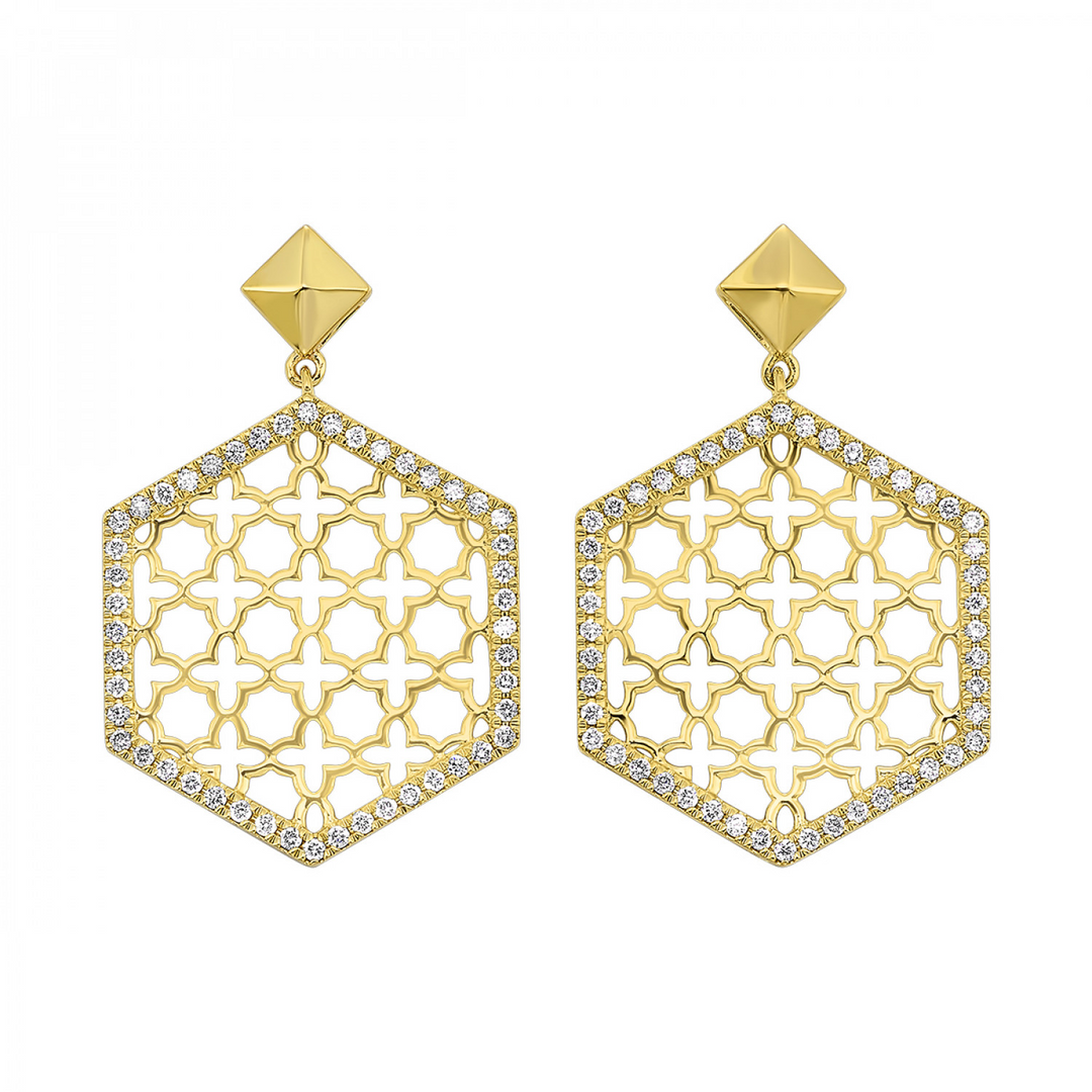 14K Yellow Gold 0.63 CTW Natural Diamond Dangle Earrings