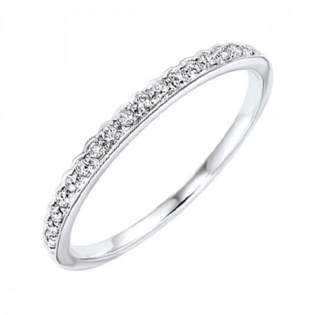 14K White Gold 0.13CTW Natural Diamond Wedding Band