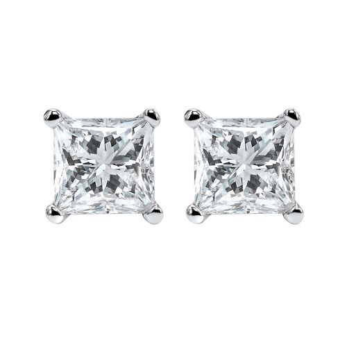 14K White Gold 0.25 CTW Princess Natural Diamond Stud Earrings