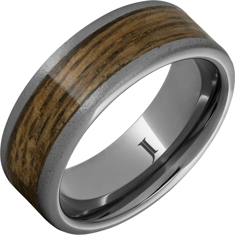 Dark Gray Tungsten Inlay Standard Fit 8mm Wedding Band