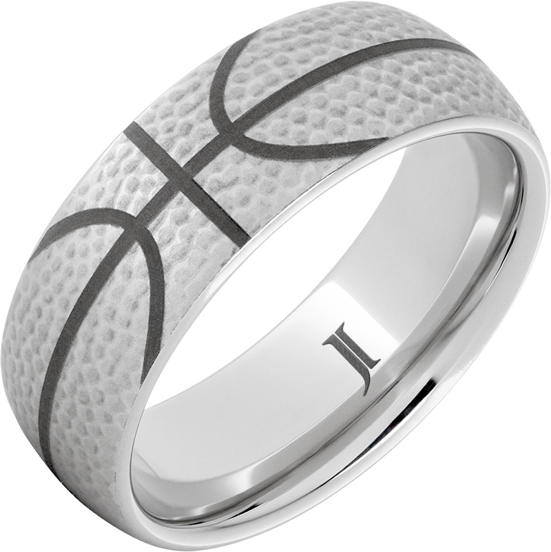Silver Serinium Basketball Themed Standard Fit 6.5mm Wedding Band