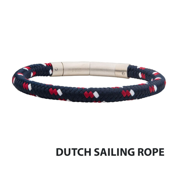 6mm Blue, White & Red Nylon Cord Bracelet