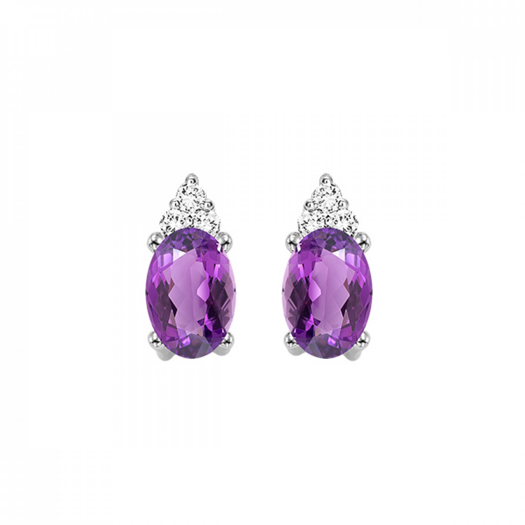 10K White Gold Natural Amethyst Fashion Stud Earrings