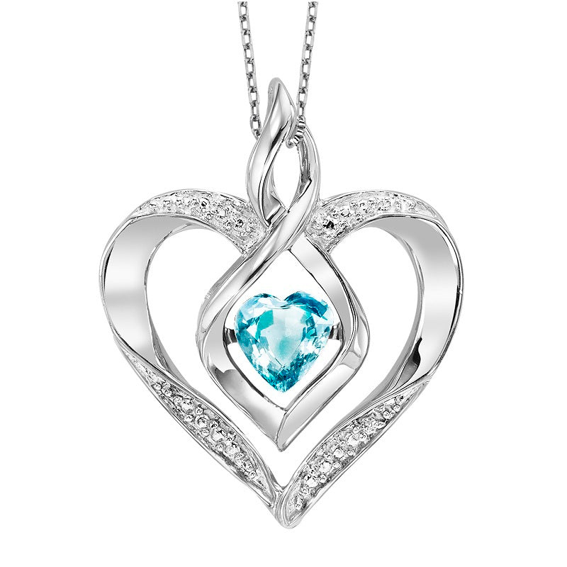 Sterling Silver Blue Topaz Rhythym of Love Pendant Necklace