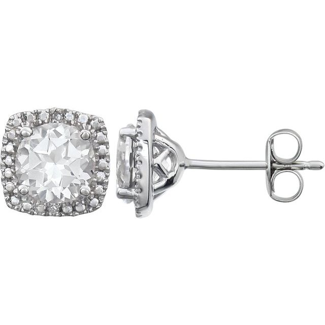 Sterling Silver White Sapphire Fashion Stud Earrings