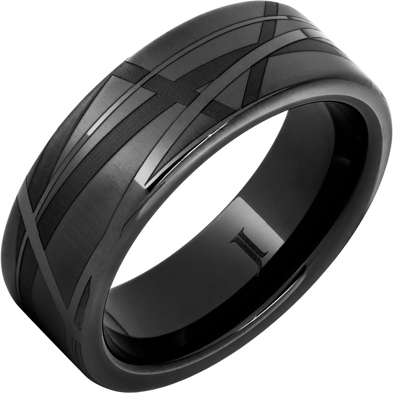 Black Ceramic Pattern Standard Fit 8mm Wedding Band
