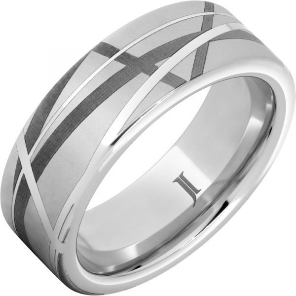 Silver Serinium Pattern Standard Fit 8mm Wedding Band