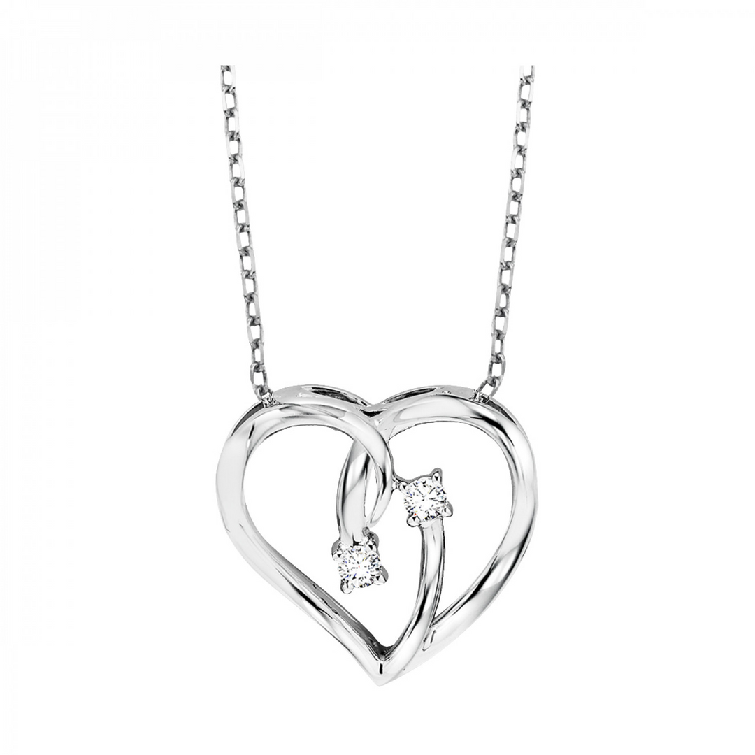 Sterling Silver .05CTW. Natural Diamond Heart Pendant Necklace