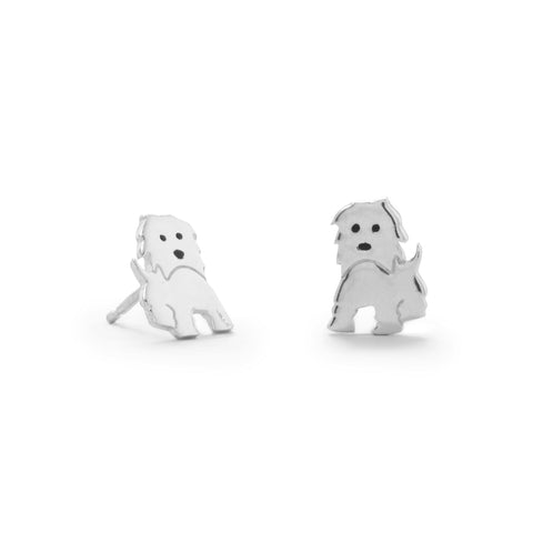 Sterling Silver Dog Stud Earrings