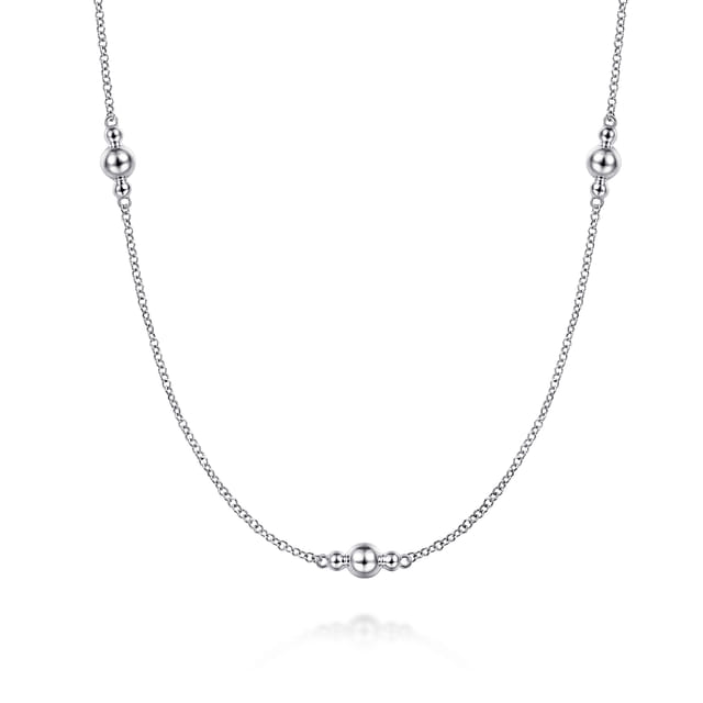 Sterling Silver Station Beaded Necklace