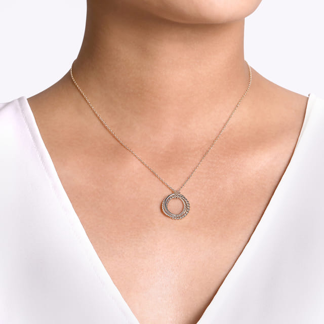 Sterling Silver Twisted Rope Multi Circle Necklace