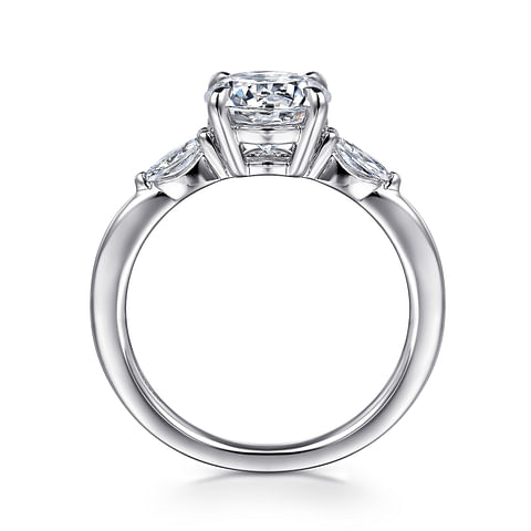 14K White Gold 3 Stone Round Diamond Semi-Mount Ring .17CTW.