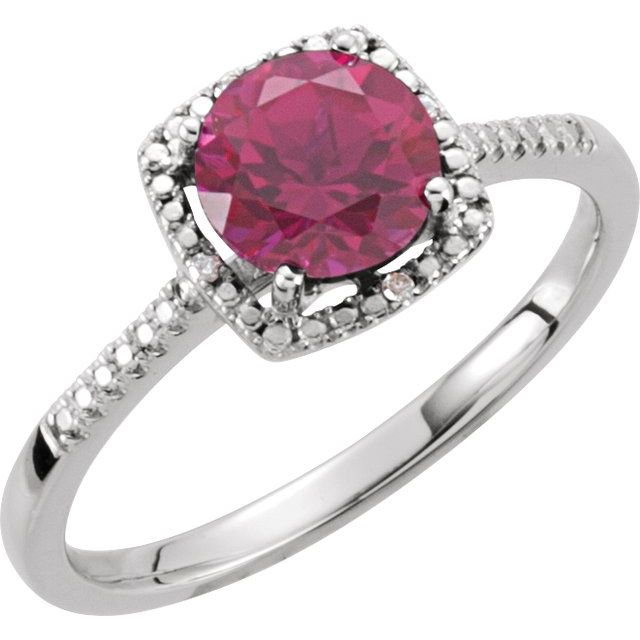 Sterling Silver Natural Ruby Halo Cocktail Ring