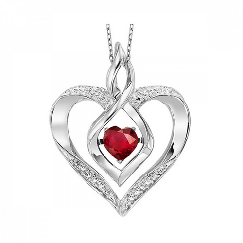 Sterling Silver Garnet Rhythym of Love Pendant Necklace